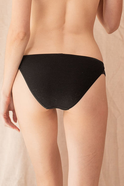 Black cotton Culotte Casamance lingerie by Silver Daedalus, featuring a comfortable, stylish design with soft fabric.