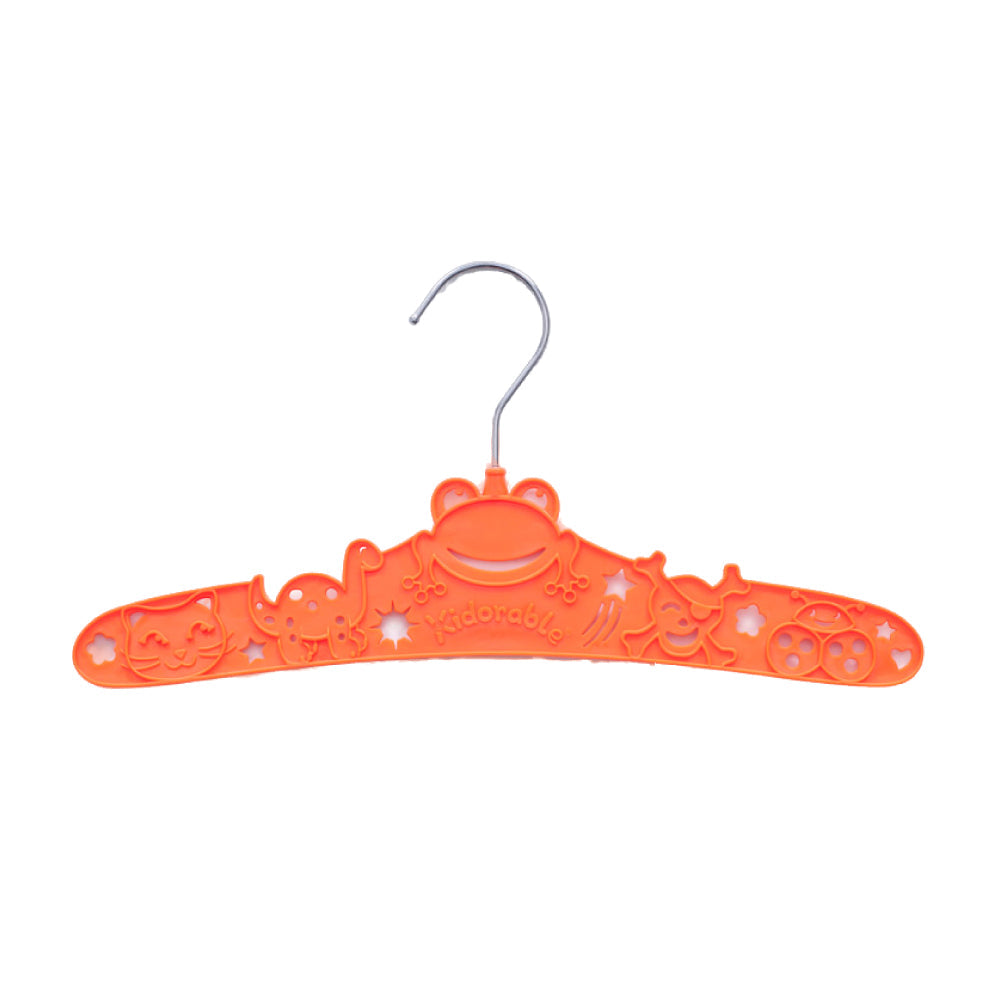Orange dinosaur raincoat for kids with a free hanger, made by Magenta Ash, featuring playful dinosaur design for children.