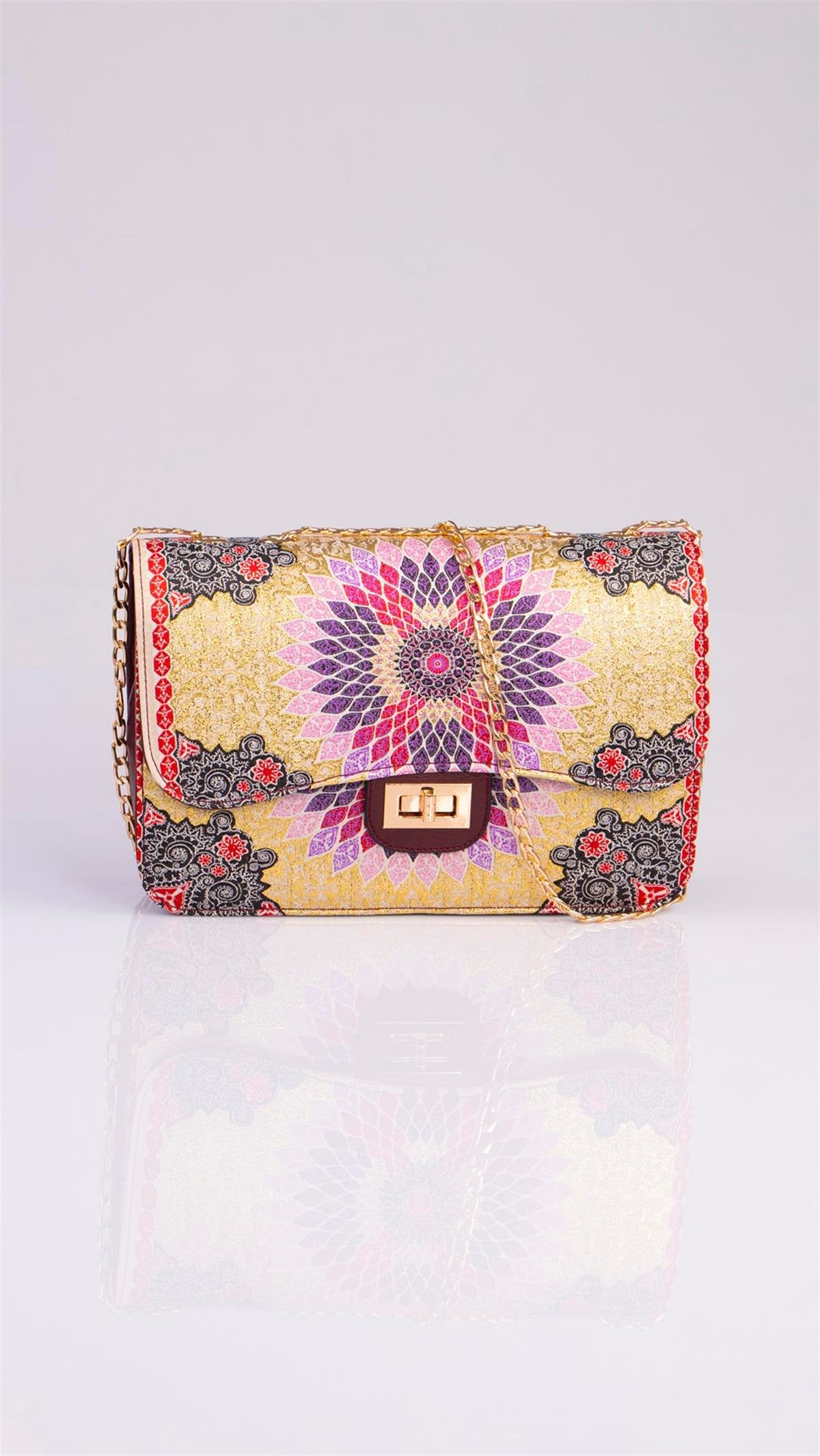 Multicolor handmade Oriental handbag by Chocolate Eros with mosaic design, featuring intricate craftsmanship and elegant style.