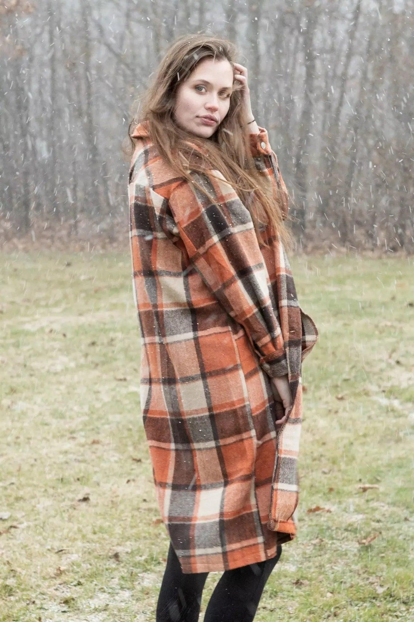 Burgundy Perses oversized plaid pet shacket with long, cozy design, perfect for stylish comfort for small dogs or cats.