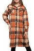 Pets wearing Burgundy Perses oversized plaid long shacket, cozy and stylish pet shacket with a plaid pattern.