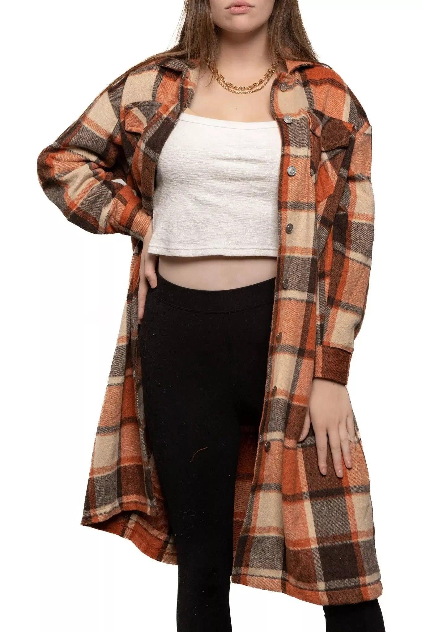 Pets wearing Burgundy Perses oversized plaid long shacket, cozy and stylish pet shacket with a plaid pattern and relaxed fit.