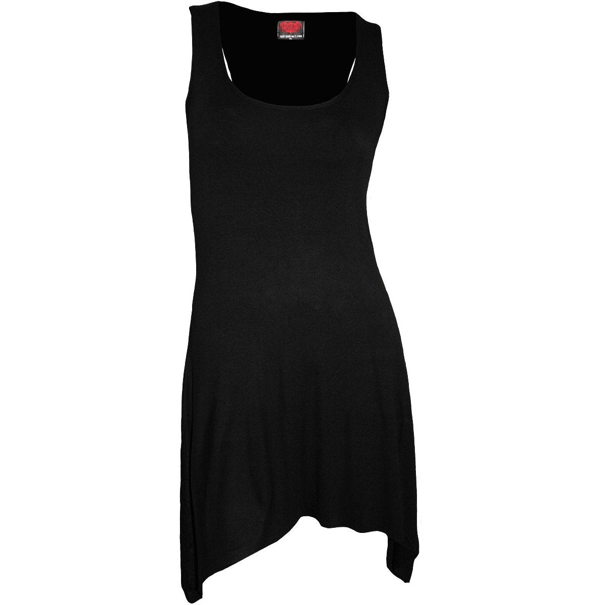 Black Jasper Gothic Elegance black camisole dress featuring a fitted goth-style bottom, perfect for dark fashion looks.