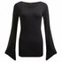 Black Jasper Gothic Elegance V-neck goth sleeve top in black, featuring a stylish V neckline and long sleeves.