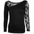 Black Jasper Gothic Elegance lace one-shoulder top in black, featuring intricate lace details and a stylish fashion accessory design.