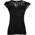 Black Jasper Gothic Elegance lace layered cap sleeve top in black, featuring intricate lace details and a stylish layered design.