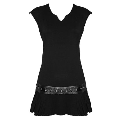Black Jasper Gothic Rock stud waist mini dress in black, featuring a fitted silhouette and edgy design elements.