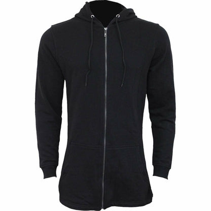 Black Jasper Gothic Rock ladies fish tail full zip hoody with zip sleeves, black fashion accessory with gothic style details.