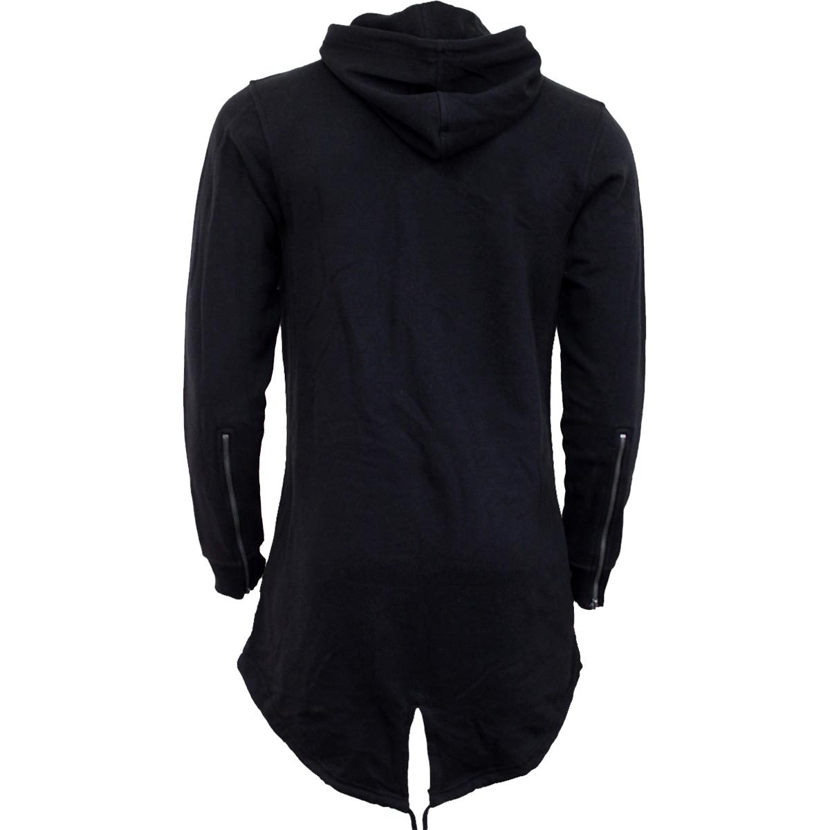 Black Jasper Gothic Rock ladies fish tail full zip hoody with zip sleeve, black fashion hoodie with gothic style details.