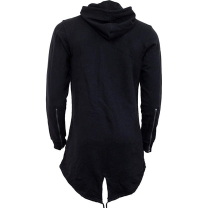 Black Jasper Gothic Rock ladies fish tail full zip hoody with zip sleeve, black fashion hoodie with gothic style details.