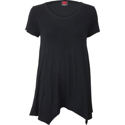 Black Jasper urban fashion smock tunic casual top, lightweight T-shirt with relaxed fit and simple design, displayed on a hanger.