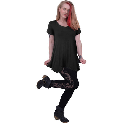 Black Jasper urban fashion smock tunic casual top, lightweight T-shirt with relaxed fit and trendy streetwear style.