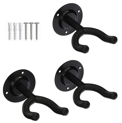 Set of three Violet Rose 5-core guitar wall hangers displaying guitars on wall hooks in a home music room.