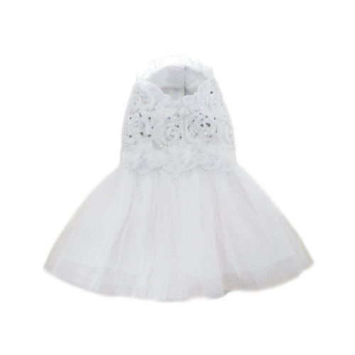 Lime Aeneas Aurora wedding dress for pets, featuring elegant white fabric and delicate design, perfect for special occasions.