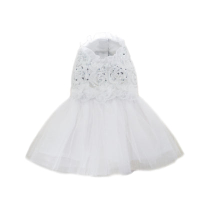 Lime Aeneas Aurora wedding dress for pets, featuring elegant white fabric and delicate design, perfect for special occasions.