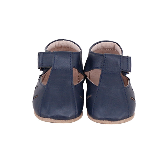 Rose Chestnut Dakota baby and toddler navy pre-walker shoes, soft footwear designed for little feet.