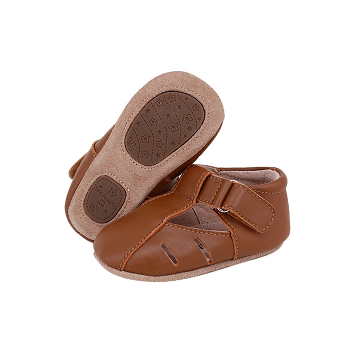 Rose Chestnut Dakota Baby &amp; Toddler First Walker Shoes in tan with soft soles, designed for comfortable early walking.