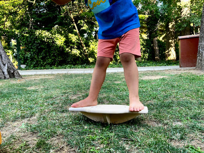 Red Oceanus Maze Wooden Balance Board for furniture, showing the curved wooden design and smooth finish.