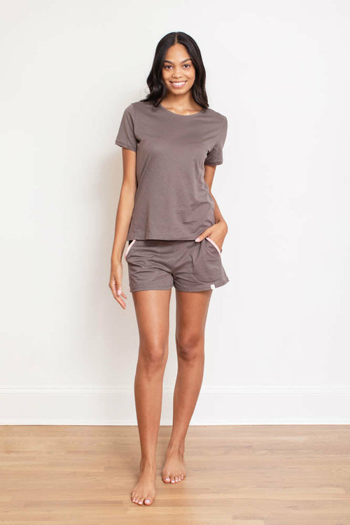 Orchid Tartarus PIMA Basic Tee short sleepwear set in soft fabric, with a relaxed fit and short sleeves, ideal for comfortable nights.