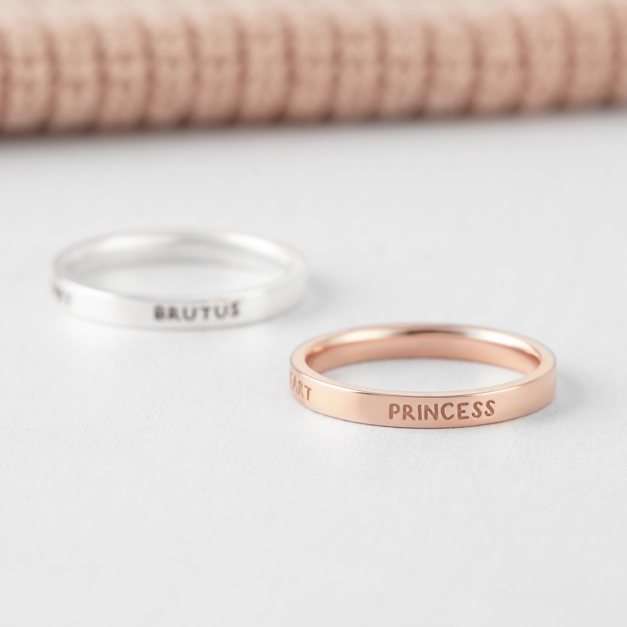 Pet memorial ring by Green Millie featuring a personalized pet name design, ideal as a pet loss or dog and cat mom gift.