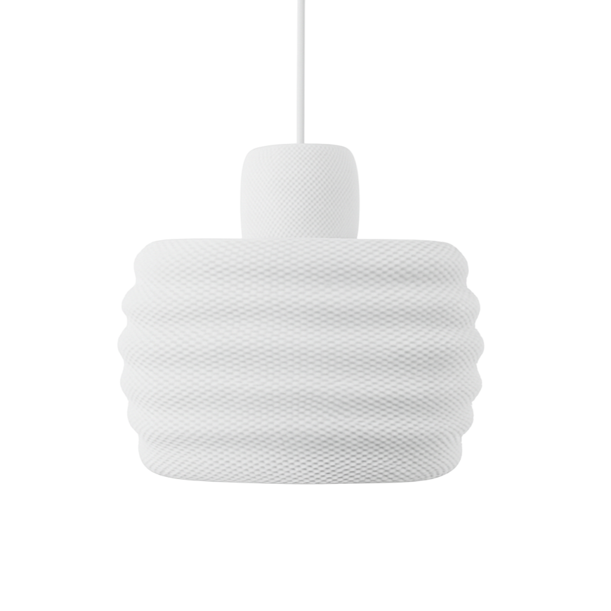 White Dynasty Ripple Pendant Lamp by Azure Pontus, modern lighting fixture with a textured ripple design for stylish interior illumination.
