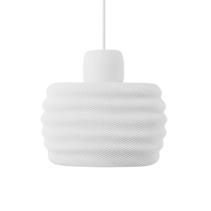 White Dynasty Ripple Pendant Lamp by Azure Pontus, modern lighting fixture with a textured ripple design for stylish interior illumination.