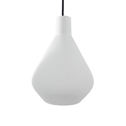 Black Lumisera Pendant Lamp by Azure Pontus hanging from the ceiling, showcasing sleek modern lighting design.