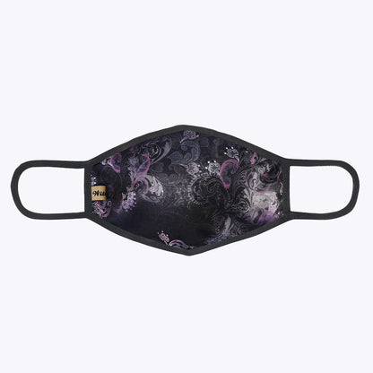 Olive Crius Purpler DaCover 3-layered face cover for women, showing purple fabric with layered design and adjustable ear loops.