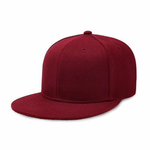 Crimson Hector Classic Flat Bill Snapback hat with adjustable fit and breathable polyester material, shown from a side view.