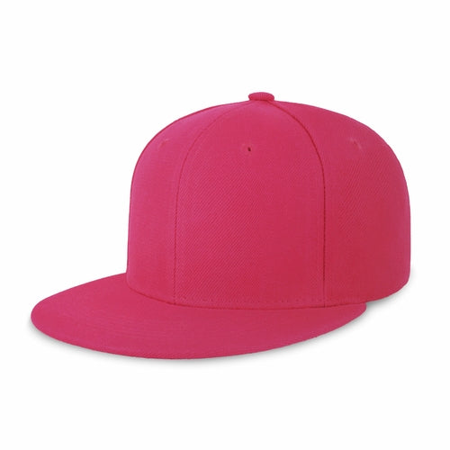 Crimson Hector classic flat bill snapback hat with adjustable fit and breathable polyester material, shown from a side view.