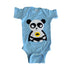 Baby onesie featuring a flying panda design from Sky Blue Milo&