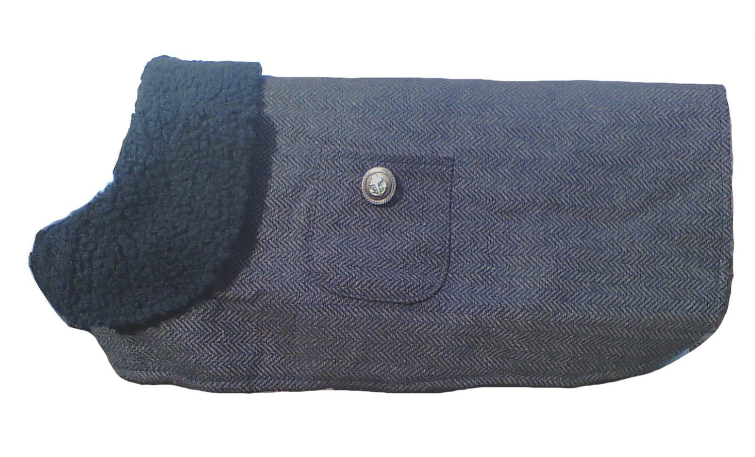 Salmon Oscar brown herringbone dog coat, stylish petwear with a cozy fit, designed for small to medium dogs.