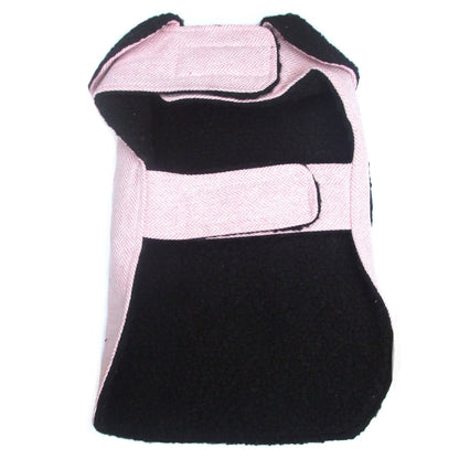 Pink herringbone dog coat by Salmon Oscar, stylish petwear with reverse pink pattern, suitable for small to medium dogs.