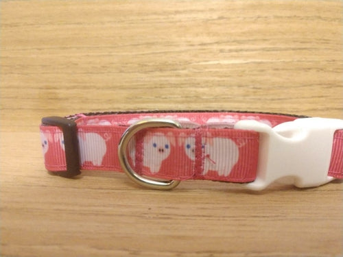 Pink small pig collar from Green Thalassa featuring a cute pig design, perfect for small pets.
