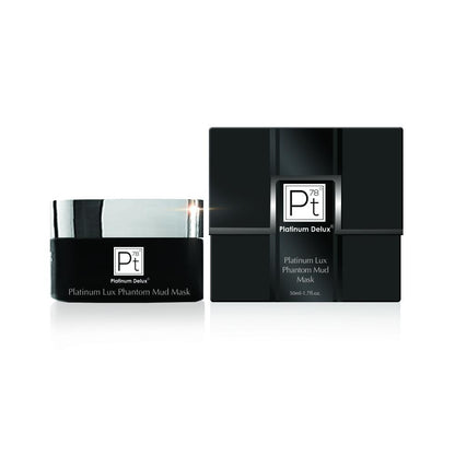 Amaranth Daisy Platinum Lux Phantom Mud Mask in a jar, designed for bath and beauty skincare routines.