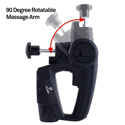 Mint Green Lily Pleno M2.0 handheld massage gun with rotatable arm for deep tissue therapy, suited for sports and outdoor recovery.