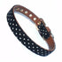 Salmon Oscar polka dot fabric faux leather dog collar with adjustable strap and metal buckle for pet wear.
