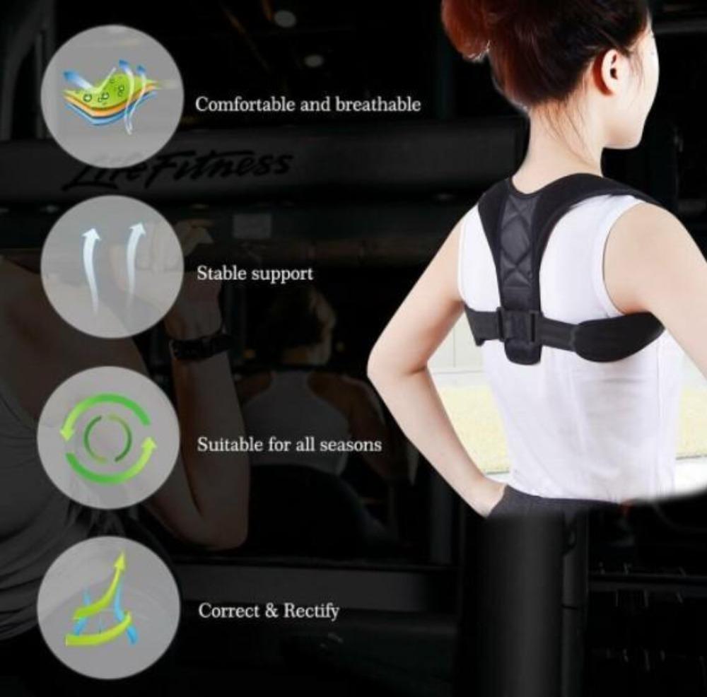 Unisex adjustable back posture corrector by Yellow Pandora, showing a person wearing the bodycare device for improved posture.