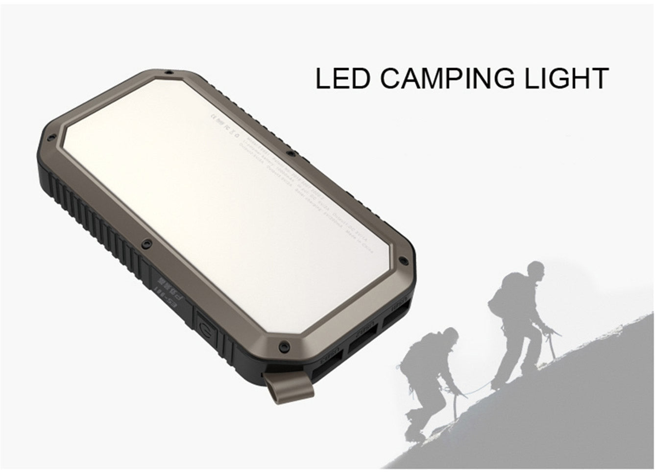 Salmon Lucky Sun Chaser Mini Solar Powered Wireless Phone Charger 10,000mAh showing solar panel and USB ports