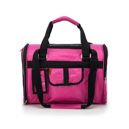 Pink Coconut 566 Jet Carrier pet carrier in fuchsia, front view showcasing breathable mesh sides and secure zipper closure.