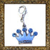 Salmon Oscar Crown Crystal and Enamel Pet Dog and Cat Charm attached to a leash or collar, featuring a royal crown design.