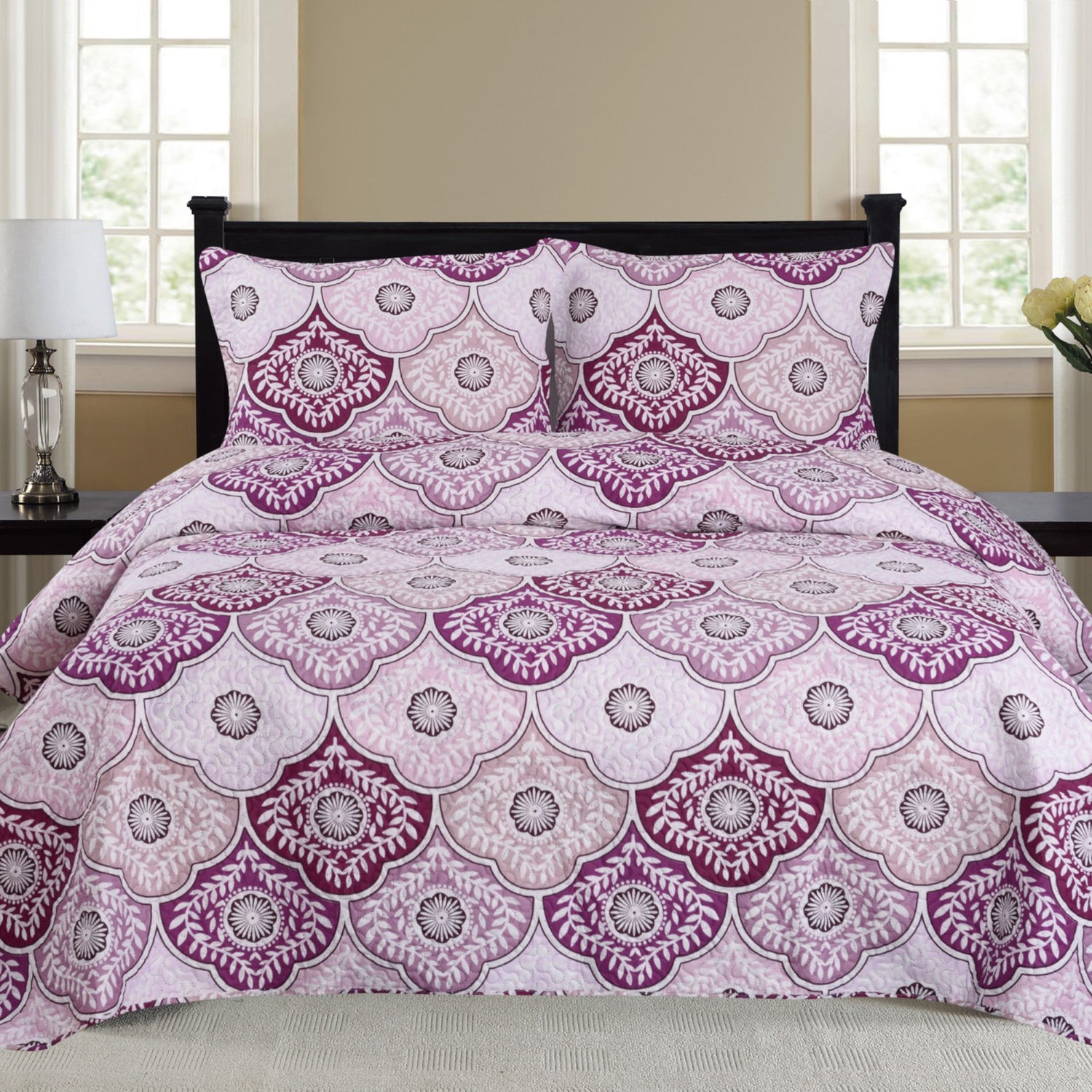 Azure Zeus Nikki 3-piece purple quilt set for beds and blankets with soft, cozy fabric and stylish design.