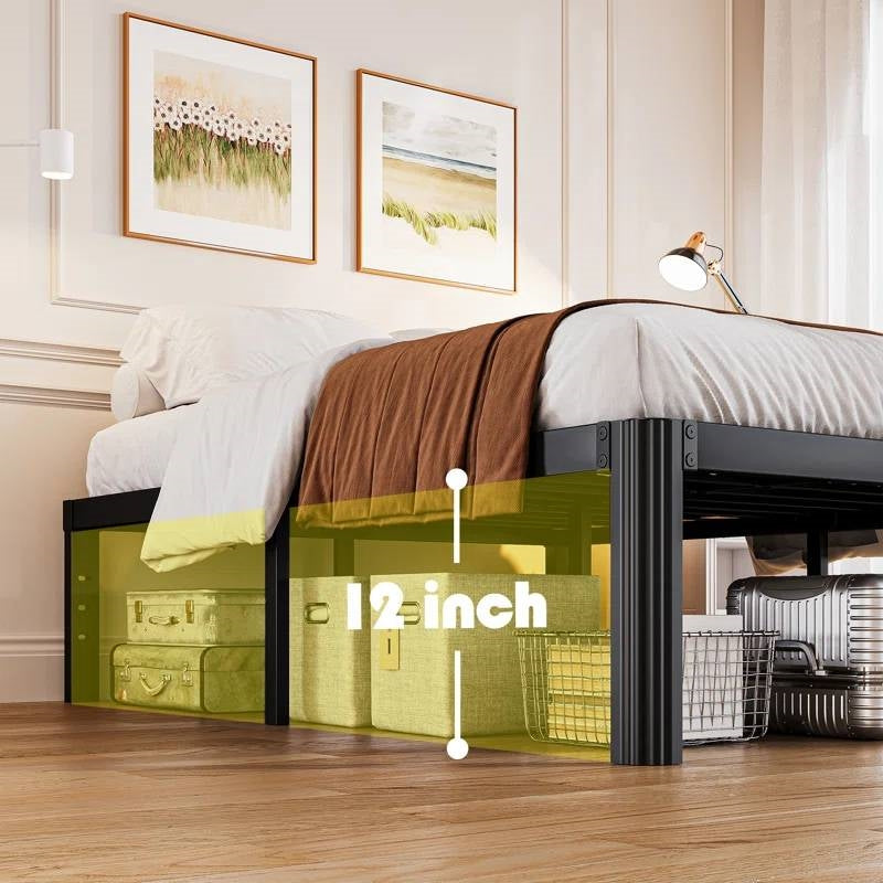 Queen Heavy Duty Metal Bed Frame with Round Edge Legs - 2,000 lb. Max Weight