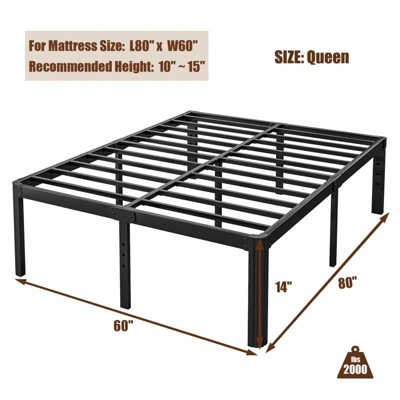 Queen Heavy Duty Metal Bed Frame with Round Edge Legs - 2,000 lb. Max Weight