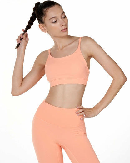 Lemon Molly Cammie Cloudlux bra in orange cantaloupe color, soft fabric, featuring adjustable straps and seamless design for women.