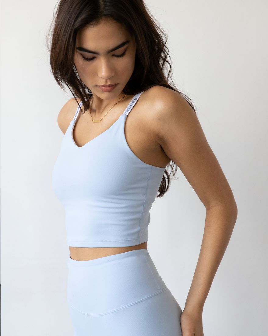 Lemon Molly Maia longline bra in baby blue, featuring soft fabric, adjustable straps, and a comfortable, supportive fit for women.