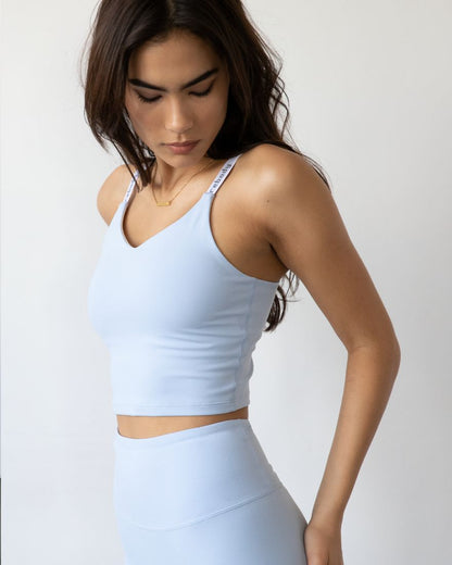 Lemon Molly Maia longline bra in baby blue, featuring soft fabric, adjustable straps, and a comfortable, supportive fit for women.