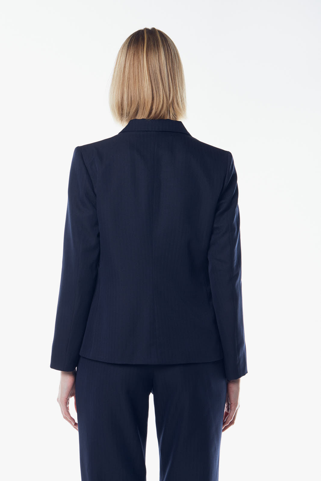 Navy peak-lapel single-breasted women&