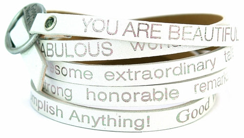 Orange Eunostus Peaceful wrap-around bracelet with white beads, stylish and comfortable accessory for a peaceful, positive look.