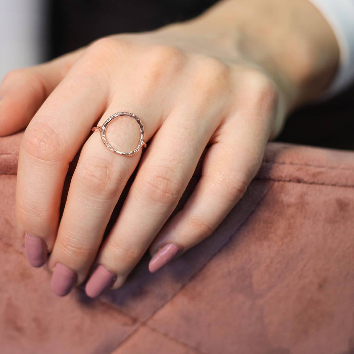 Rose gold geometric circle ring from Blue Theia, showcasing modern jewelry design with a sleek, minimalist style.